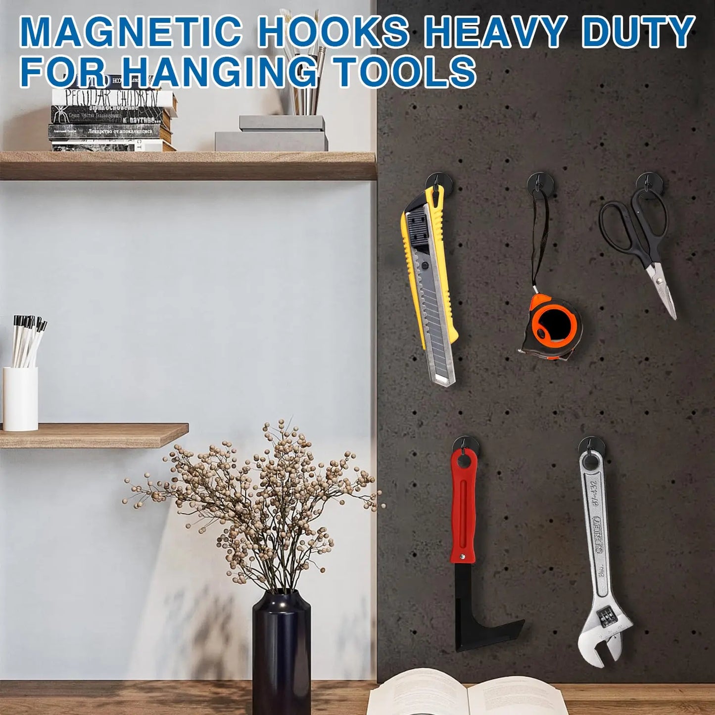 Magnetic Hooks,  Black Magnet Hooks Strong Neodymium Magnets with Hooks, Small Metal Magnetic Hooks for Refrigerator，Locker - The Dock Drop