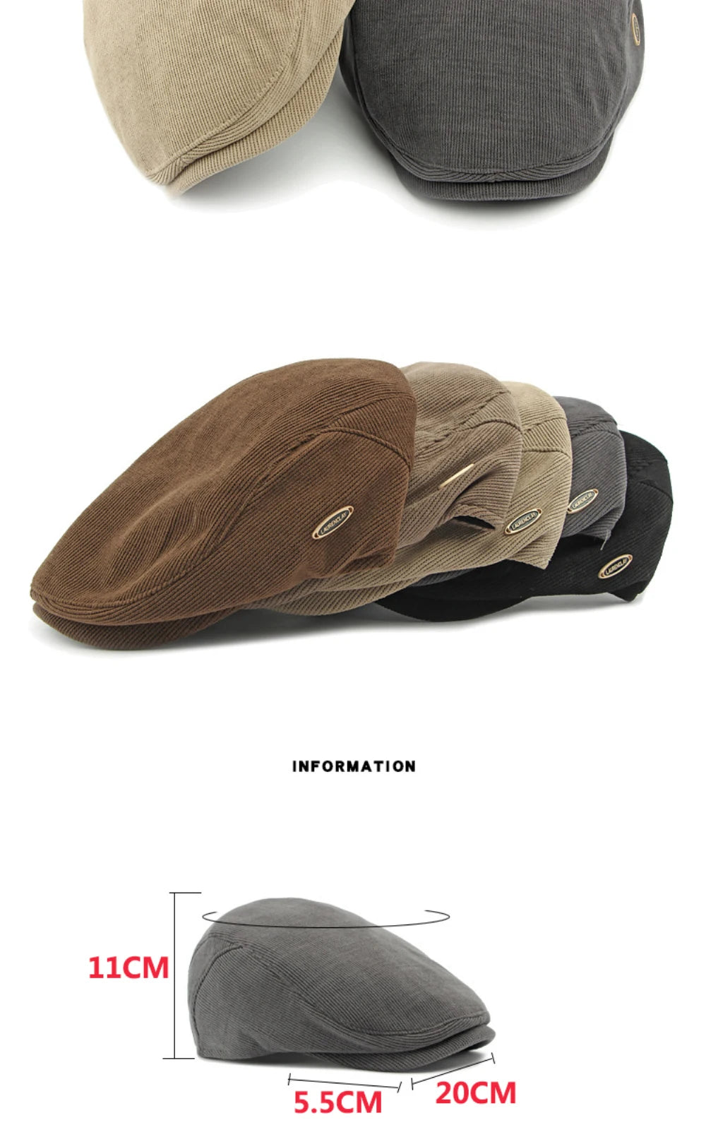 Men’s Adjustable Corduroy Flat Cap – Classic Casual Style