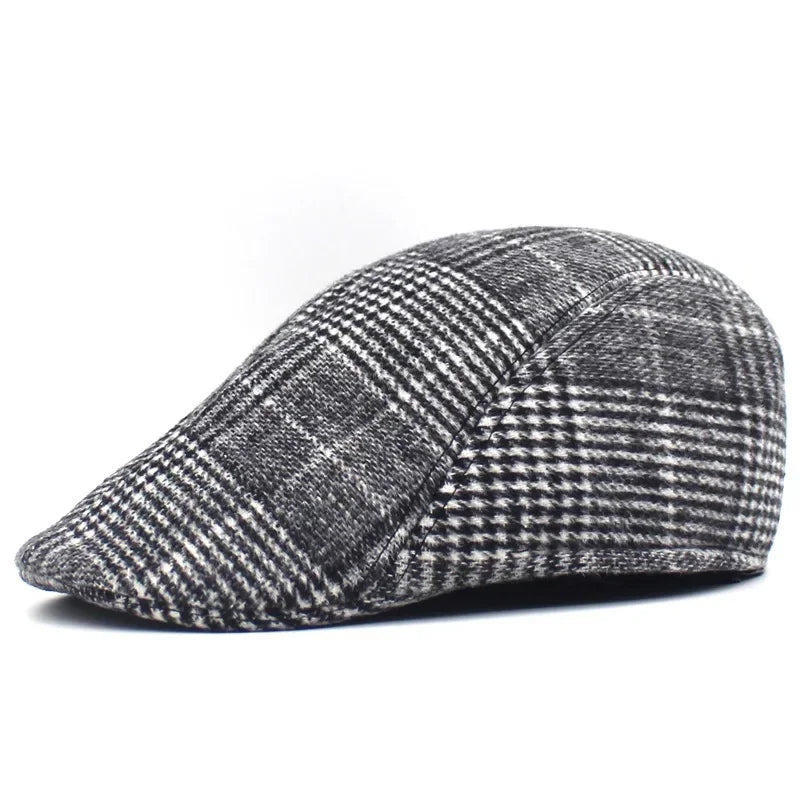 Men’s Plaid Newsboy Cap – Warm, Casual, One Size