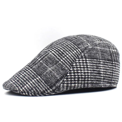 Men’s Plaid Newsboy Cap – Warm, Casual, One Size