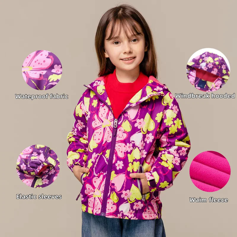 Girls' Polar Fleece Hooded Winter Jacket