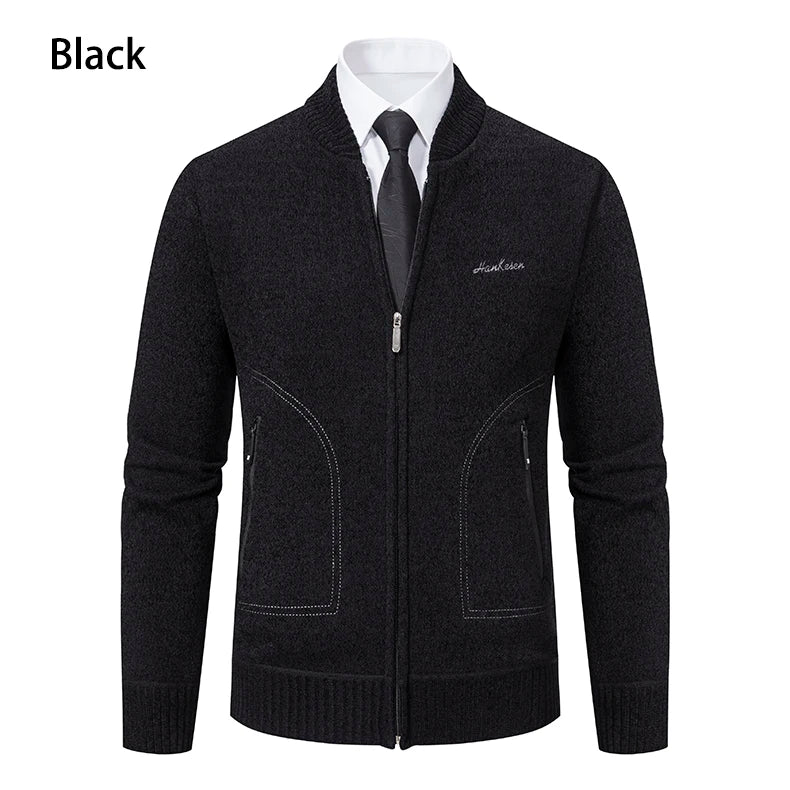 Men’s Stand-Collar Zip Knit Cardigan – Thick, Warm, Everyday Layer