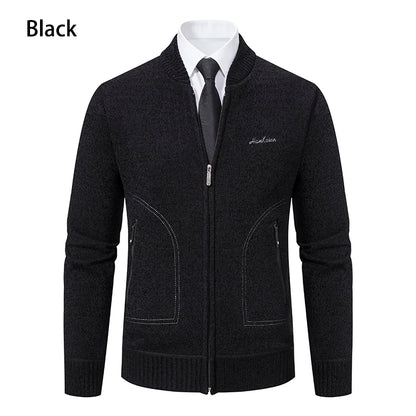 Men’s Stand-Collar Zip Knit Cardigan – Thick, Warm, Everyday Layer