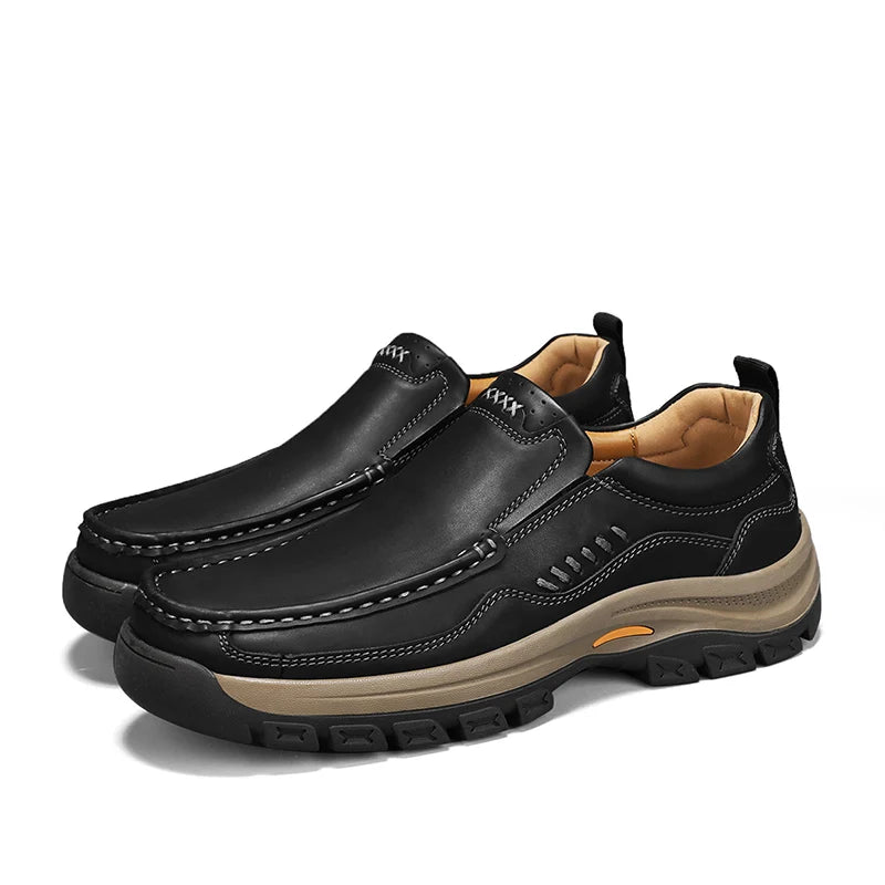 Men’s Hand-Stitched Casual Loafers – Microfiber Upper, Slip-On Comfort