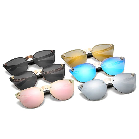 Gothic Skull Cat-Eye Mirrored UV400 Sunglasses