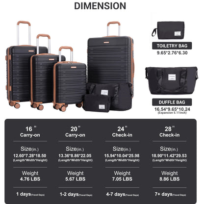 6-Piece Hardshell Spinner Luggage Set with TSA Locks