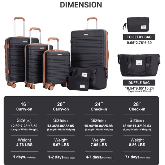 6-Piece Hardshell Spinner Luggage Set with TSA Locks