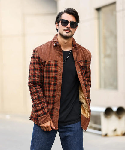 Men's Jackets Winter Windproof Warm Casual Bomber Coat Plaid Sherpa Lined Flannel Outdoor Classic Jacket Men US Size
