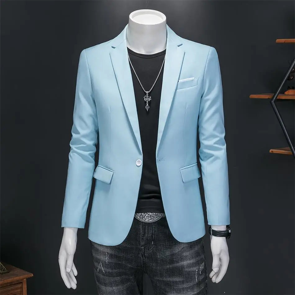 Men’s & Teens Solid Color Single-Button Blazer – Formal & Semi-Formal
