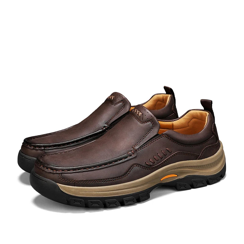 Men’s Hand-Stitched Casual Loafers – Microfiber Upper, Slip-On Comfort