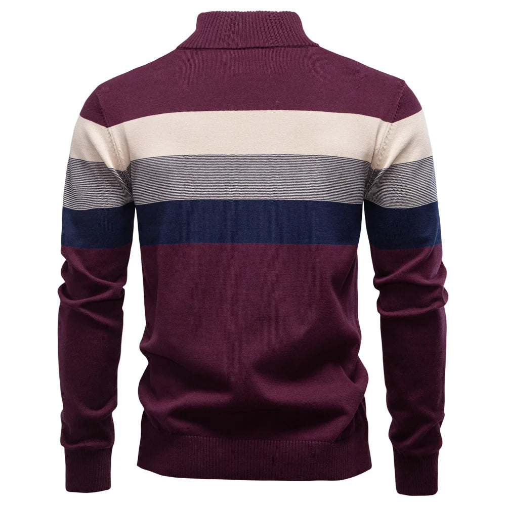 Men’s Quarter-Zip Mock Neck Knit Pullover – Long Sleeve