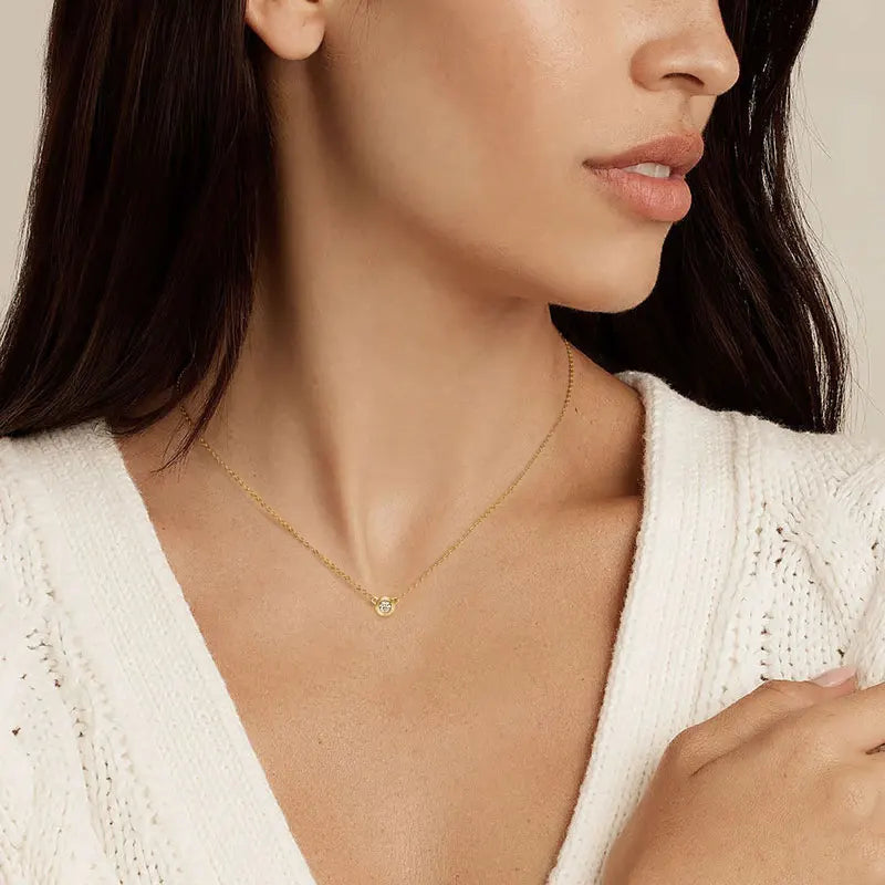 Women’s Sterling Silver Moissanite Pendant Necklace – 3mm D-Color Stone