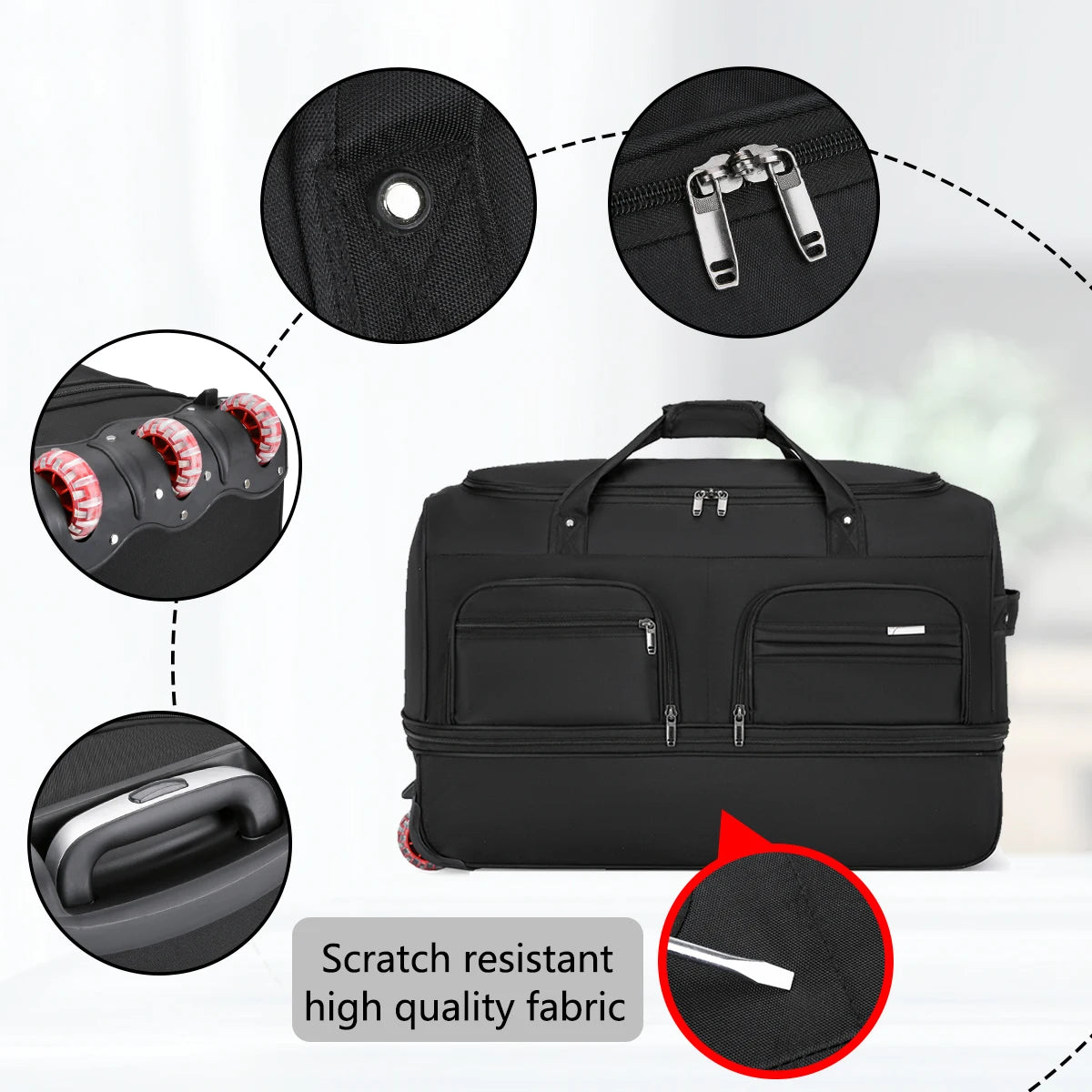 Rolling Travel Duffel Bag with Wheels – Expandable, Large Capacity