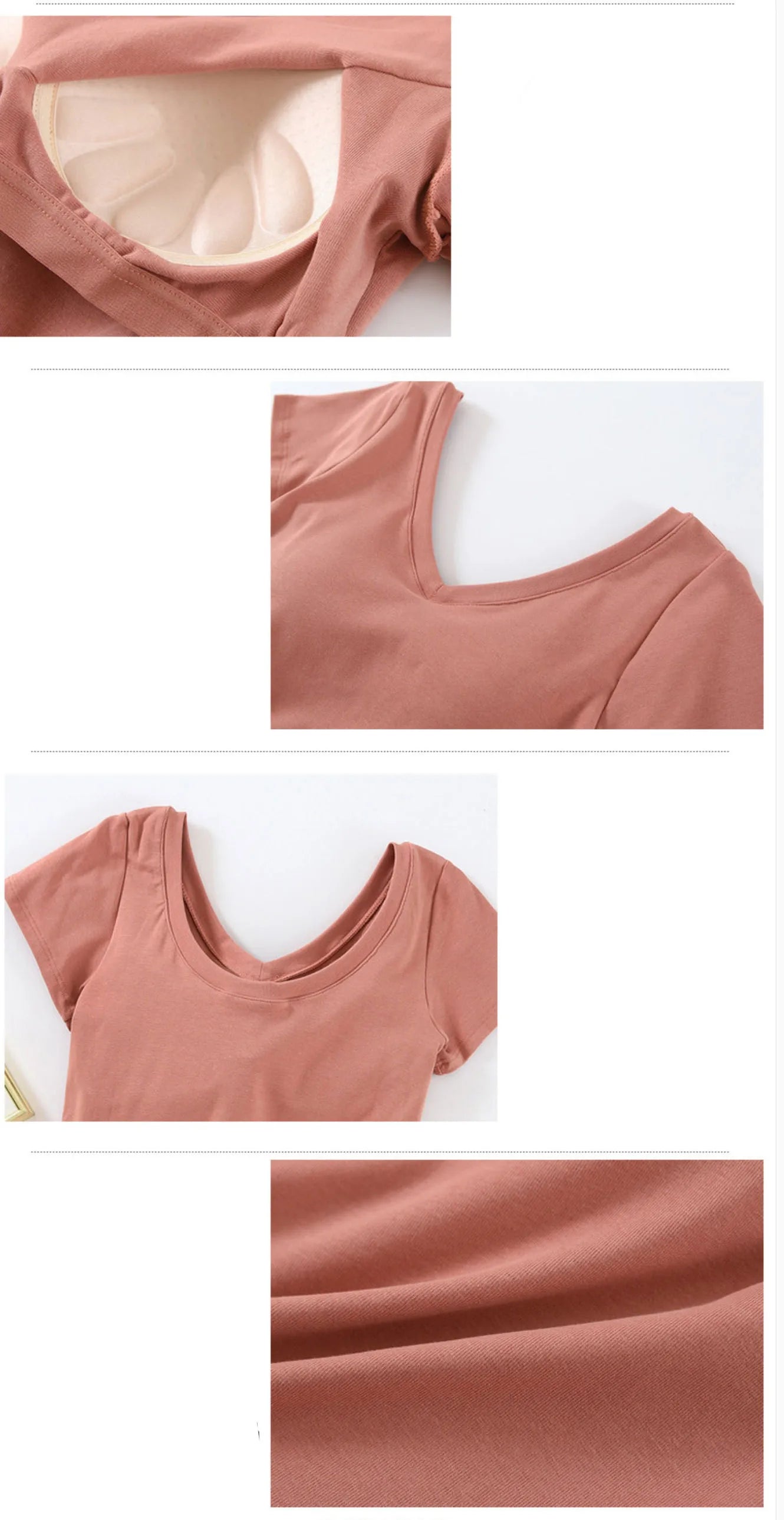 Women's & Teens Cotton Short-Sleeve Padded V-Neck Top