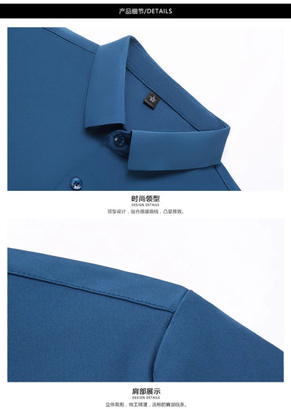 Men’s Ultra-Stretch Long-Sleeve Shirt – Silky Feel, Smart Casual Fit
