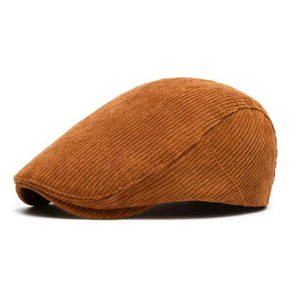 Men’s Corduroy Flat Cap – Classic Retro Newsboy Style
