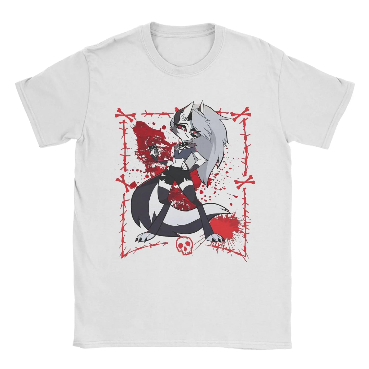 Teens Anime Skull Graphic T – Shirt – Streetwear Cotton Tee – White – S