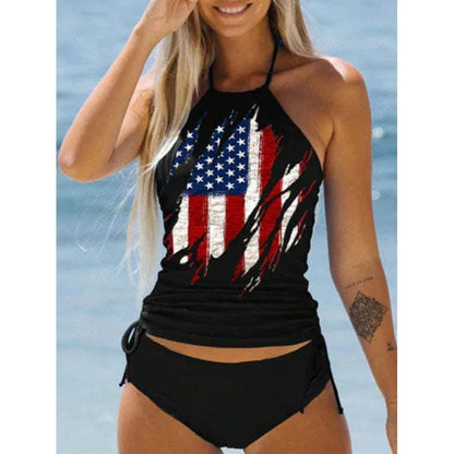 Women’s Halter Tankini Set – Drawstring Side Top & Bikini Bottom