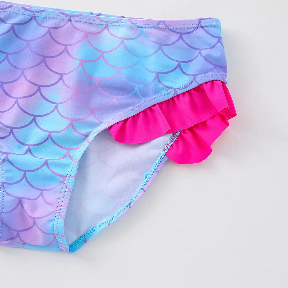 UV Baby Girl Swimsuit Two Piece Swimming Jumpsuit Ruffles Bathing Suit Summer Sleeveless Kids Swimwear for Girls 3-10 Years