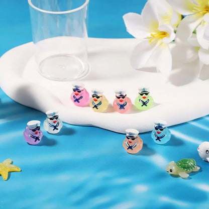 Multicolored Mini Resin Cruise Duck with Sunglasses, Glow in the Dark Tiny Colorful Sailor Resin Duck Random Colors – 56pcs
