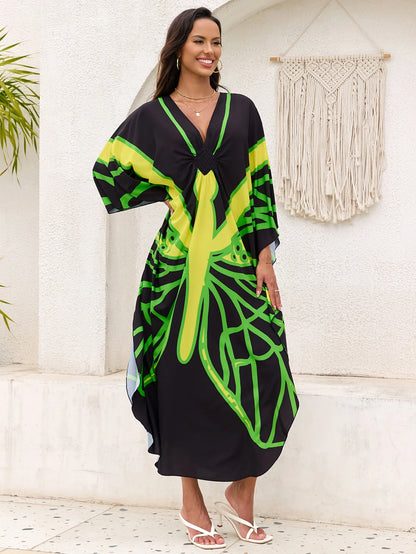 Women’s Flowing Caftan Cover-Up – Beach & Poolside Elegance