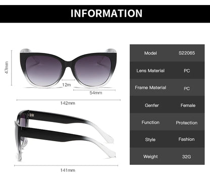 Gradient Cat-eye Minimalist Sunglasses Unisex European American Style Sun Protection Sunglasses Wide Leg Design