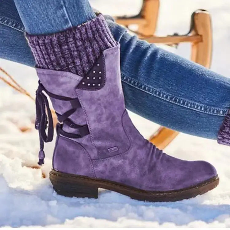 Women’s Winter Mid-Calf Suede Boots | Warm, Stylish & Non-Slip