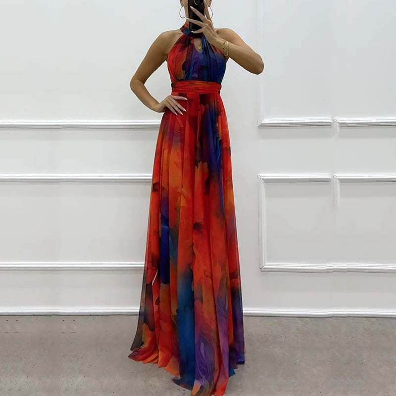 Vintage Boho Halter Maxi Dress
