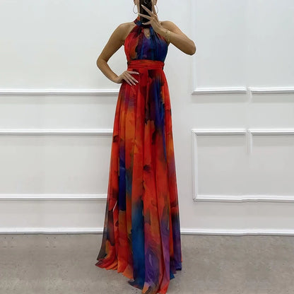 Vintage Boho Halter Maxi Dress