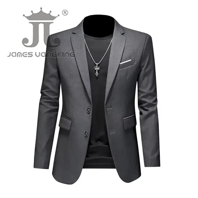Men’s & Teens Solid Color Single-Button Blazer – Formal & Semi-Formal