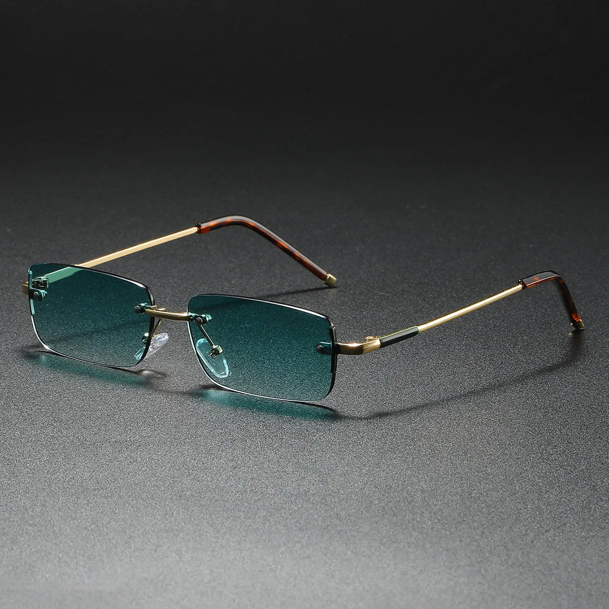 Men's Retro Rimless Rectangular UV400 Sunglasses