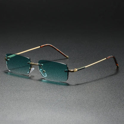Men's Retro Rimless Rectangular UV400 Sunglasses