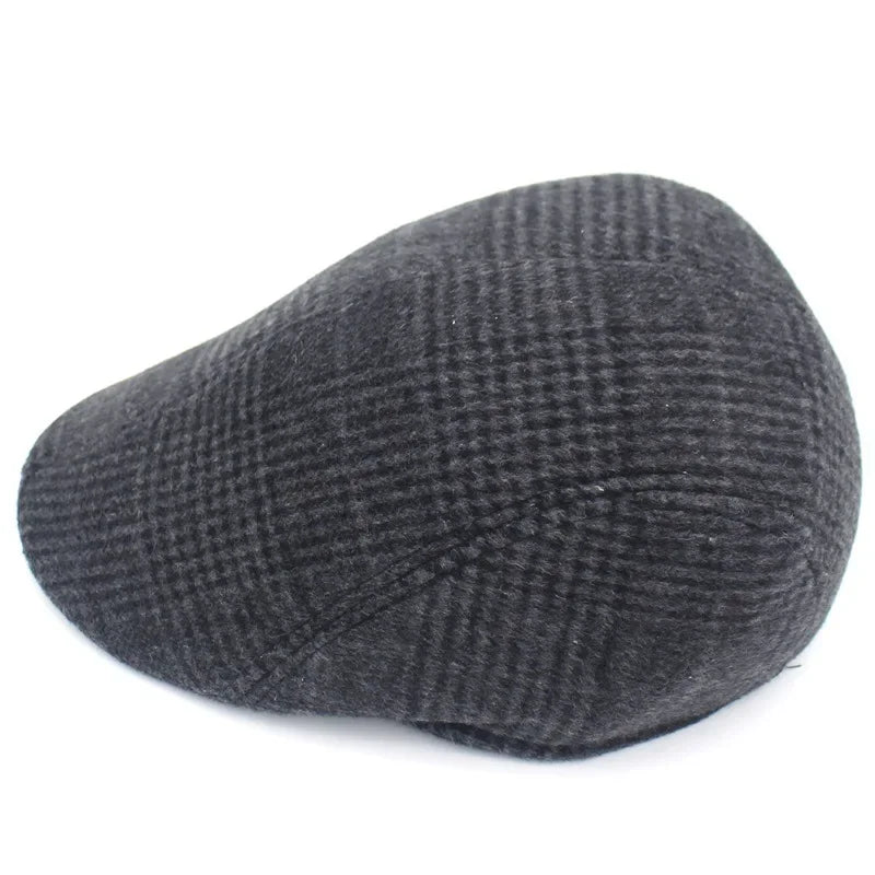 Men’s Plaid Newsboy Cap – Warm, Casual, One Size