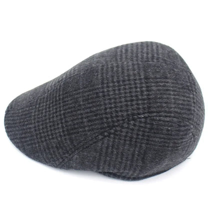Men’s Plaid Newsboy Cap – Warm, Casual, One Size