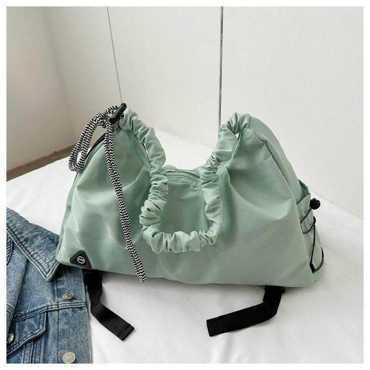 Women’s Ruched Gym Bag – Shoe Pocket, Wet Compartment & Yoga Mat Strap