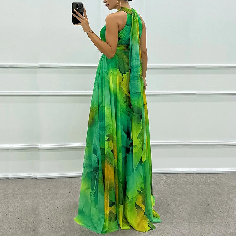 Vintage Boho Halter Maxi Dress
