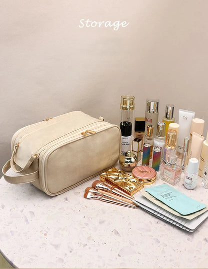 Large Travel Makeup Organizer Bag – Double Zipper Storage