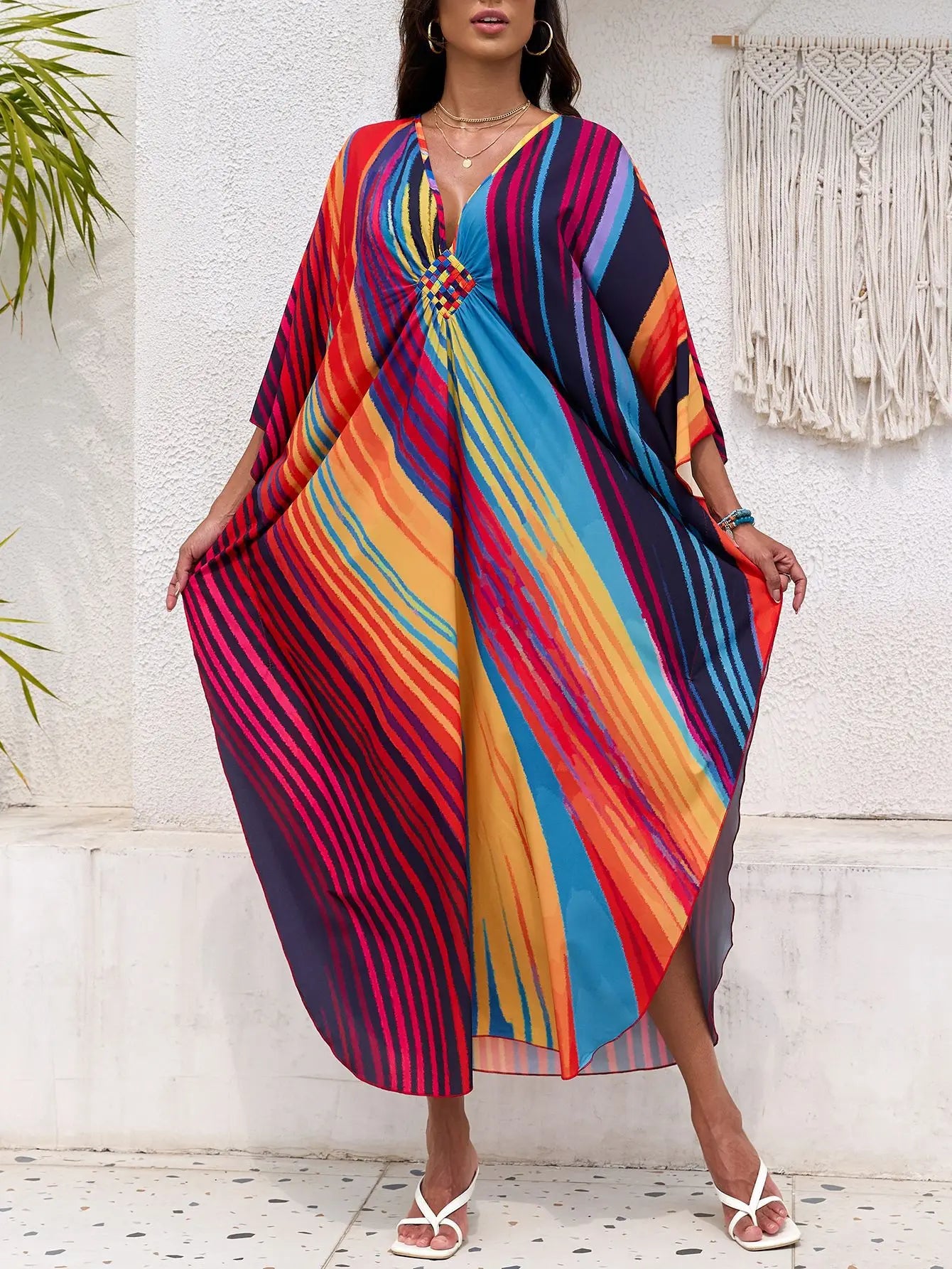 Women’s Flowing Caftan Cover-Up – Beach & Poolside Elegance