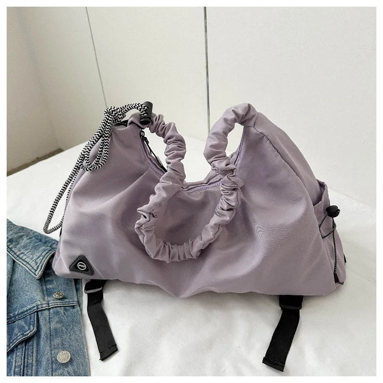 Women’s Ruched Gym Bag – Shoe Pocket, Wet Compartment & Yoga Mat Strap