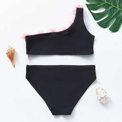 UV Baby Girl Swimsuit Two Piece Swimming Jumpsuit Ruffles Bathing Suit Summer Sleeveless Kids Swimwear for Girls 3-10 Years