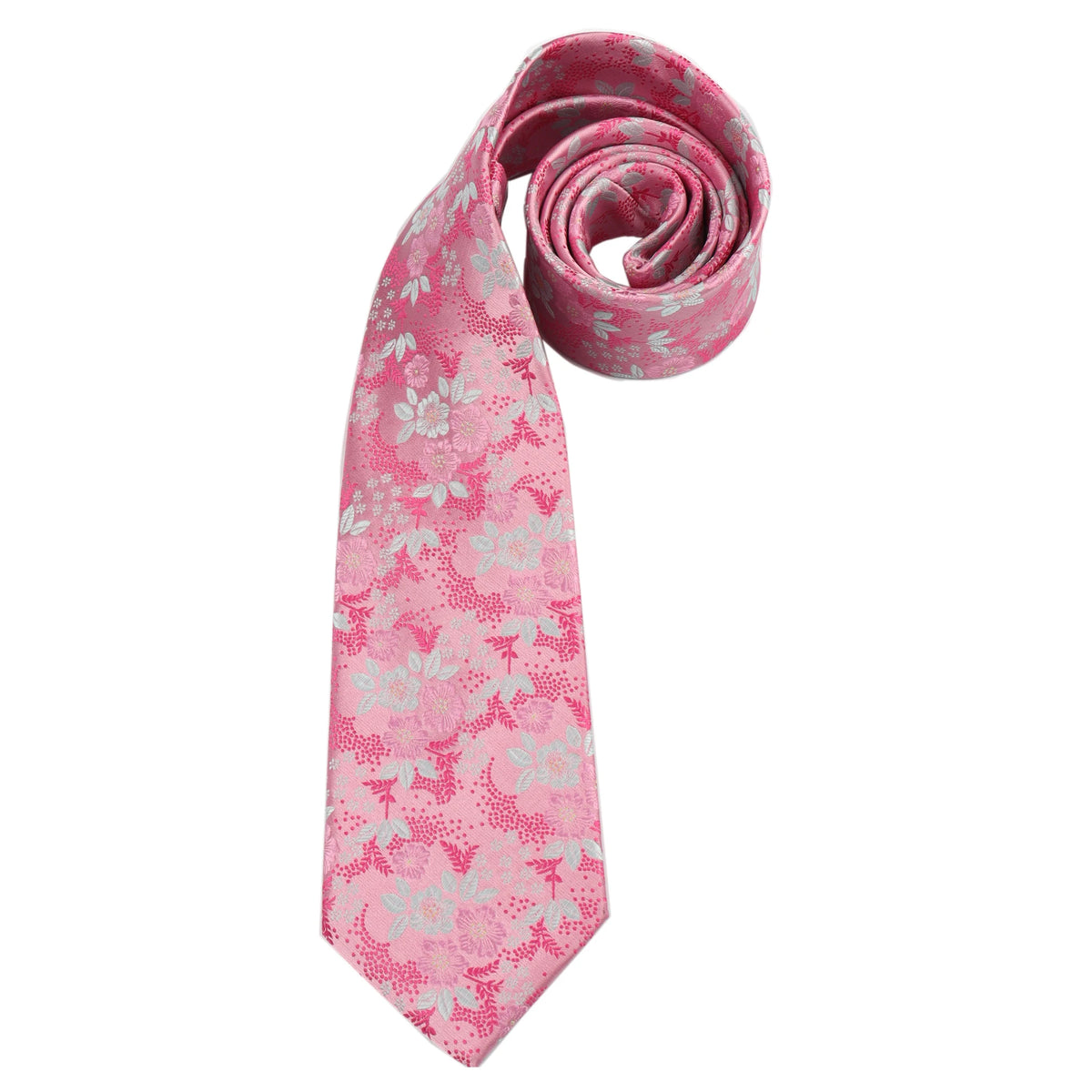 Men’s Floral Necktie Set – Tie, Pocket Square & Cufflinks