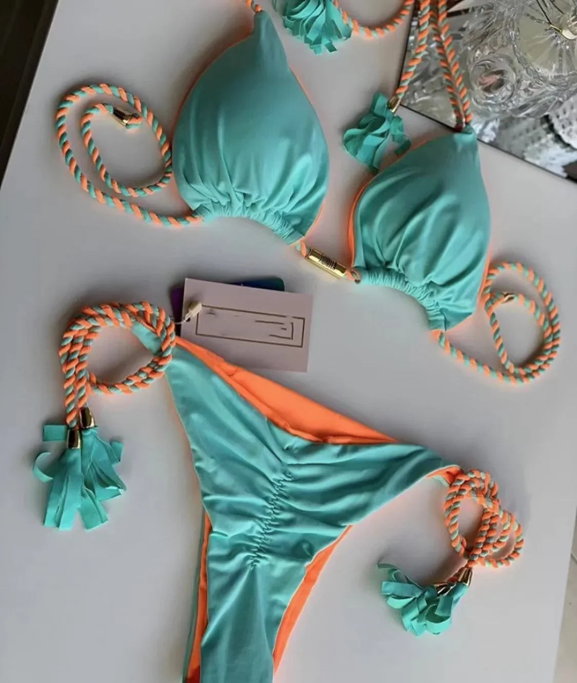Women’s Braided Triangle Bikini Set – Two-Piece, Adjustable Fit