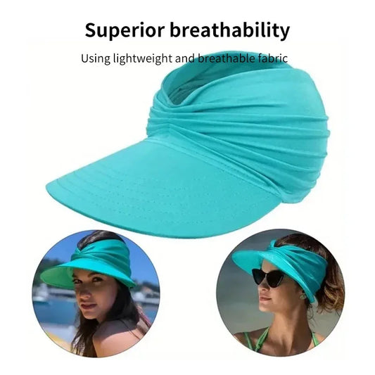 Women’s Foldable Sun Visor Hat – Wide Brim UV Protection