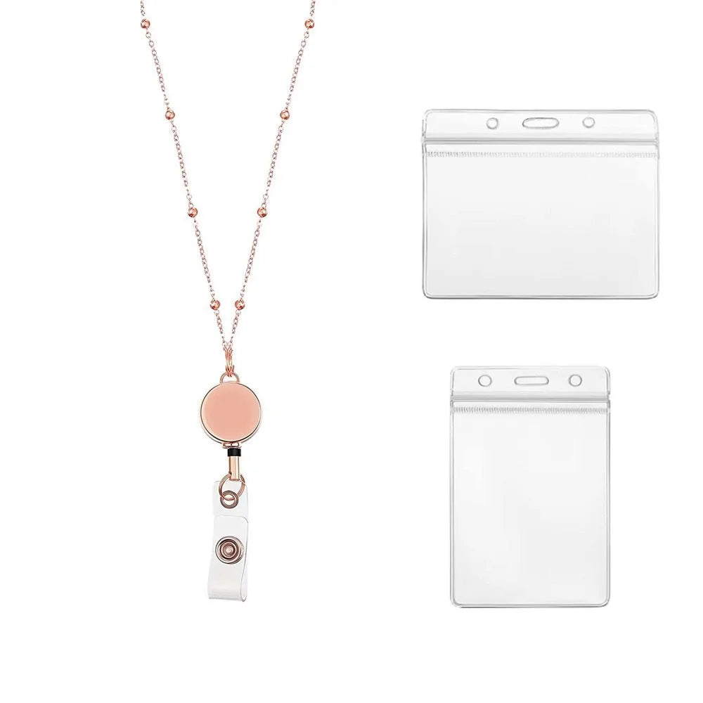 Stainless Steel Beaded Retractable Cruise Lanyard – Waterproof ID Badge Holder