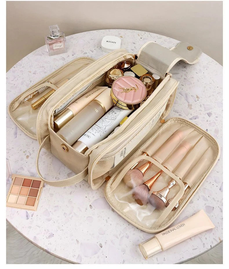Large Travel Makeup Organizer Bag – Double Zipper Storage