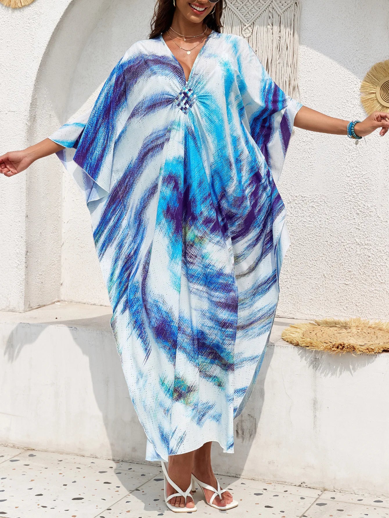 Women’s Flowing Caftan Cover-Up – Beach & Poolside Elegance
