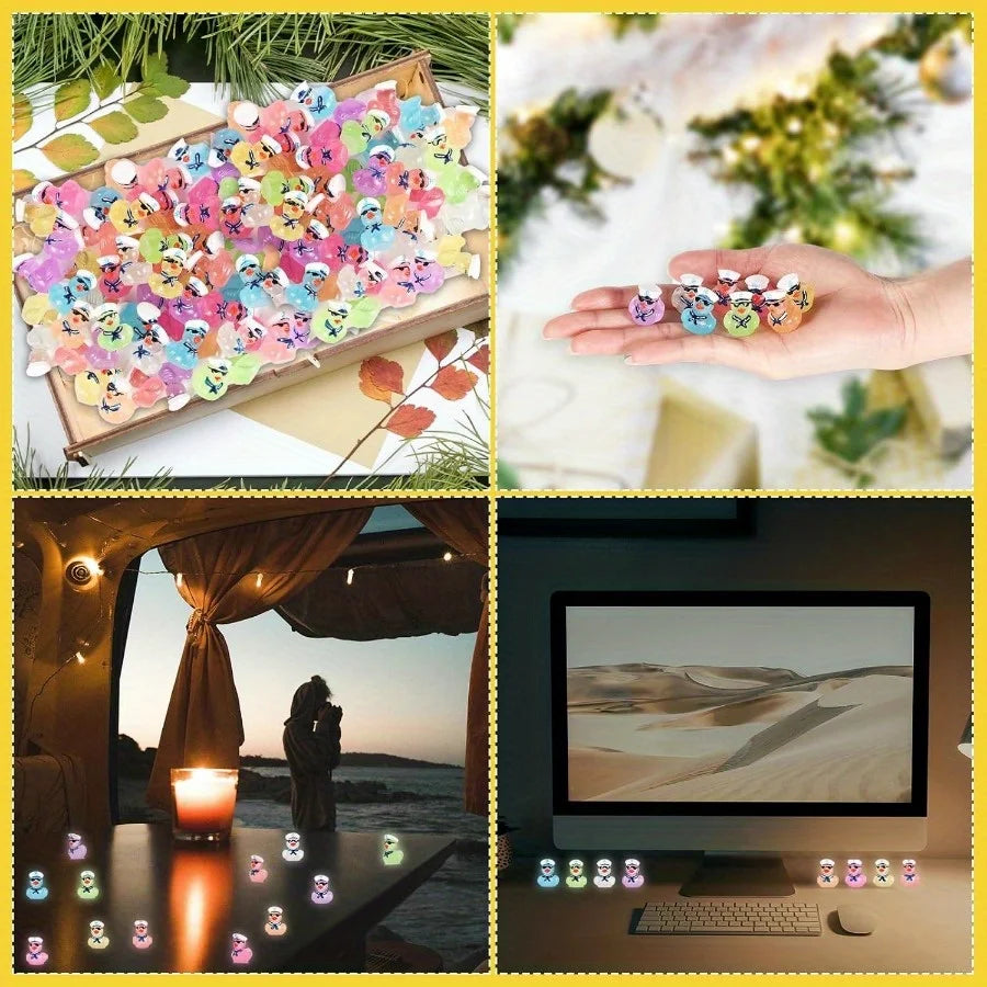 Multicolored Mini Resin Cruise Duck with Sunglasses, Glow in the Dark Tiny Colorful Sailor Resin Duck Random Colors – 16pcs