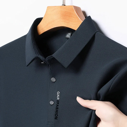 Men’s Short Sleeve Solid Polo Shirt – Breathable Stretch Knit, Casual Business Fit