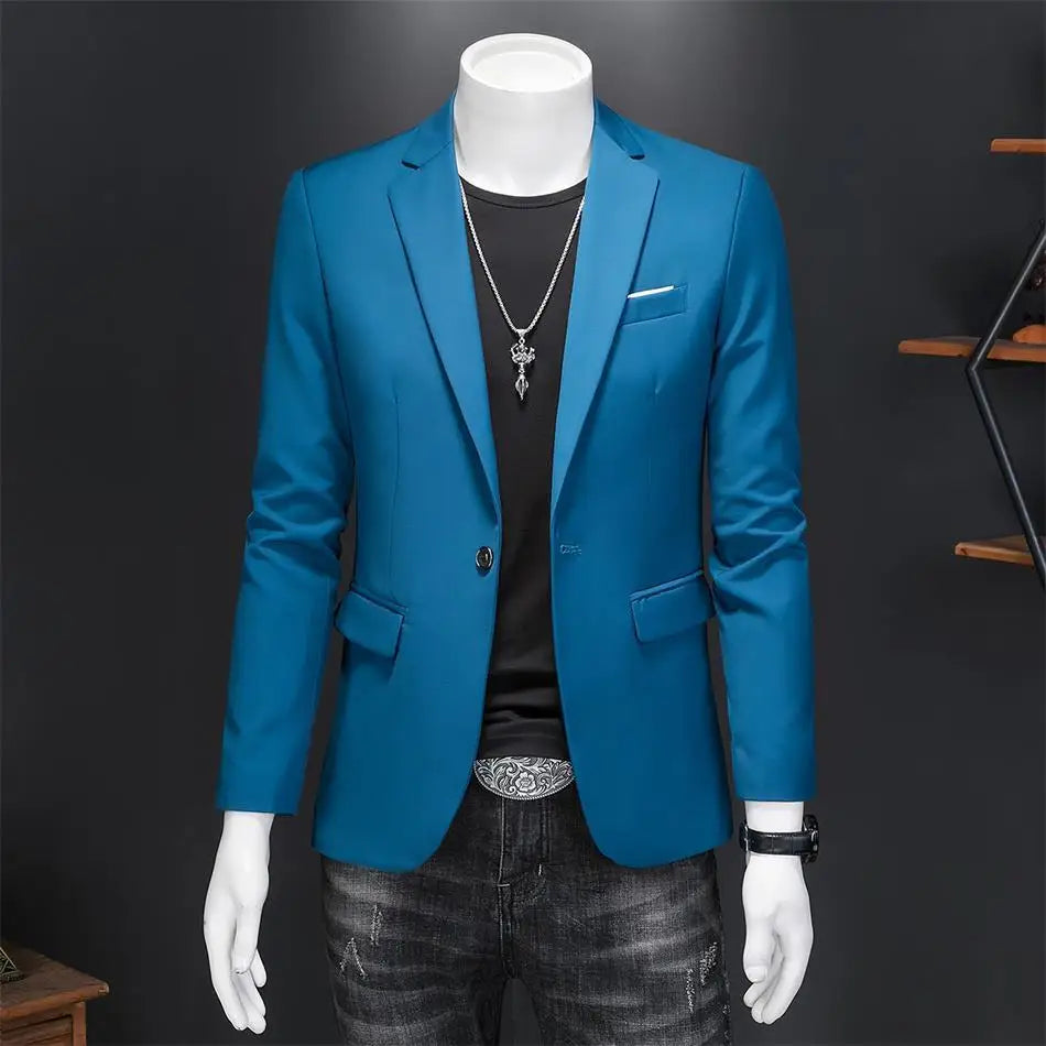 Men’s & Teens Solid Color Single-Button Blazer – Formal & Semi-Formal