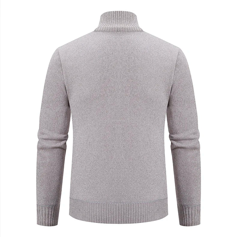 Men’s Stand-Collar Zip Knit Cardigan – Thick, Warm, Everyday Layer